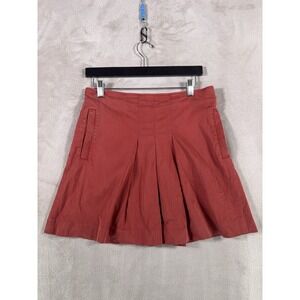 A.P.C. Pleated Skirt Womens 38 Red A Line Mini Cotton French Designer
